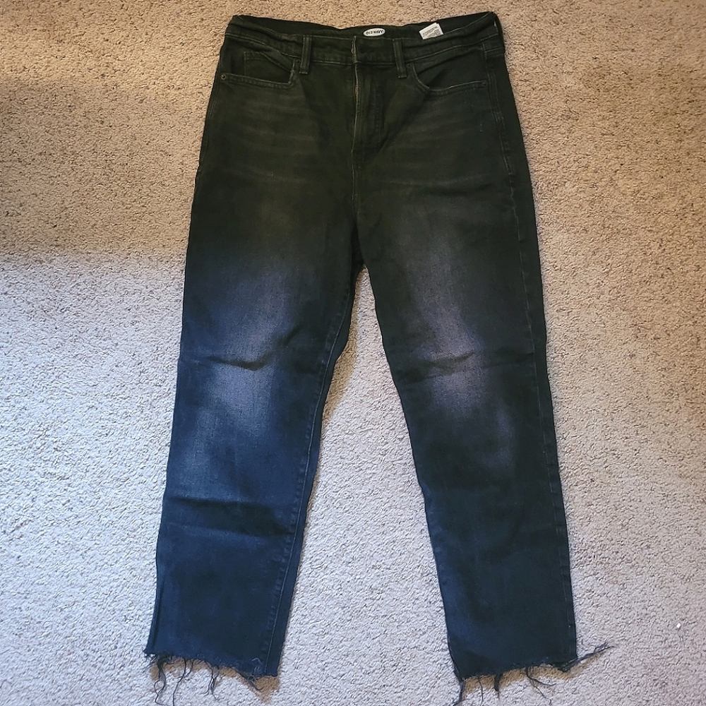 Black Raw Hem Straught Leg Old Navy Jeans